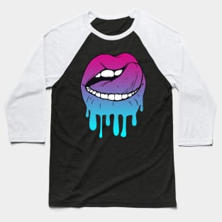 Vaporwave Dripping Lips Tongue Curl Baseball T-Shirt